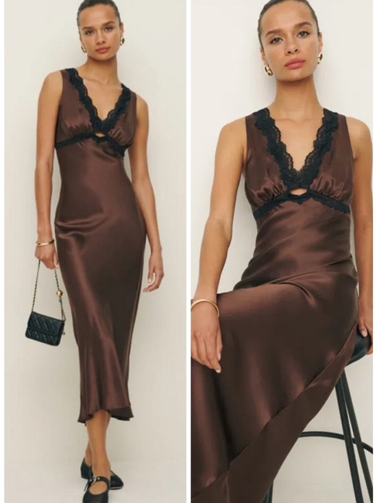 Reformation Dresses & Skirts - Reformation Aliceyn Silk Dress in Cafe Brown Size US 8